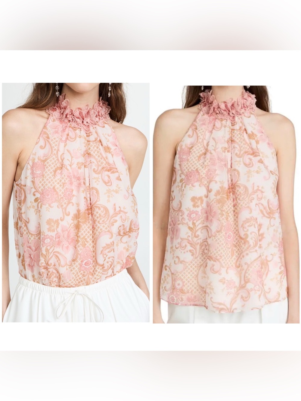Zimmermann Postcard Sleeveless Blouse Swirl Floral Pink, US 4, Zimmermann Size 0
